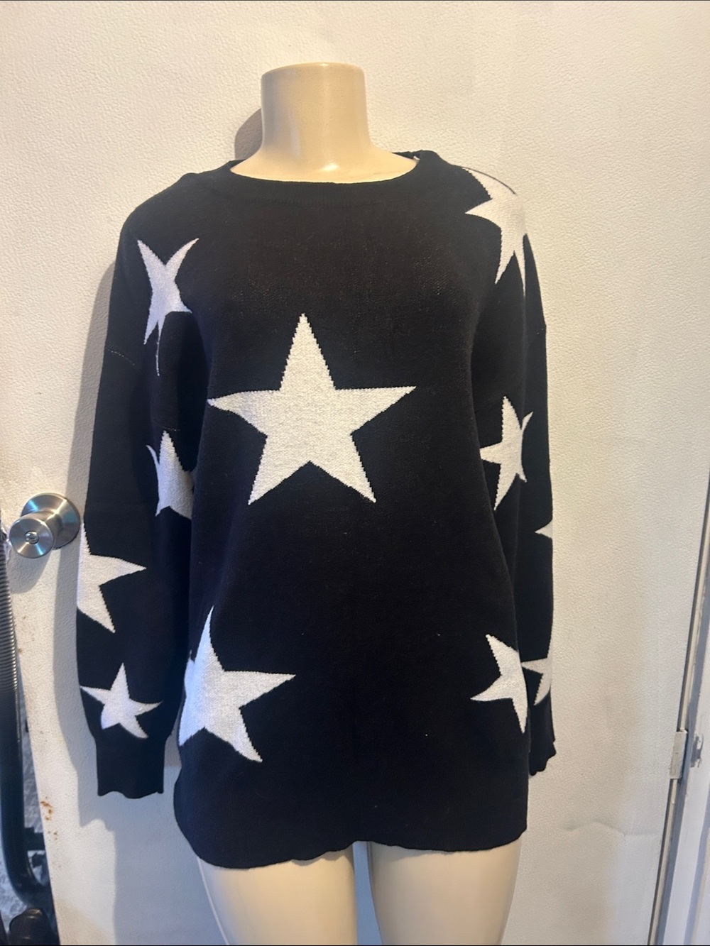 Black Star-Print Cowlneck Sweater
